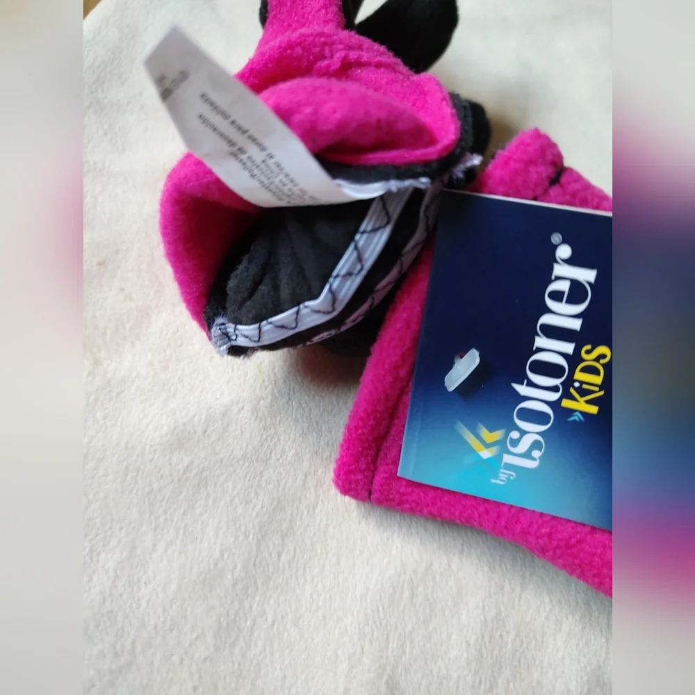 By Isotoner Kids Gloves Pink Black, NWT, One Size Winter Accessories